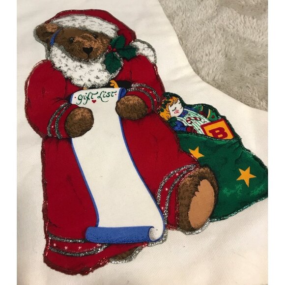 Handcrafted Christmas Stocking With Santa Bear & Gift Bag Design - Picture 3 of 6